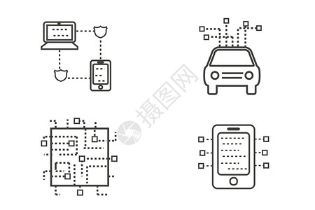 科技矢量图标互联网区块链科技插画