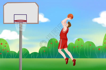 NBA篮球明星打篮球插画