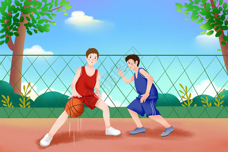 NBA篮球馆打篮球插画