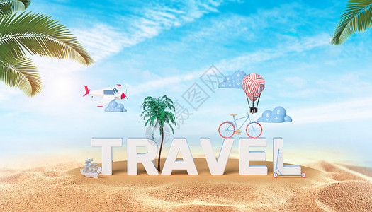 海滩沙夏日旅行清凉背景设计图片