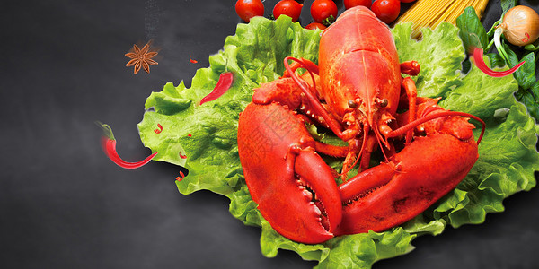 绿色餐饮小龙虾背景设计图片