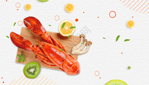 中餐排骨创意龙虾背景设计图片