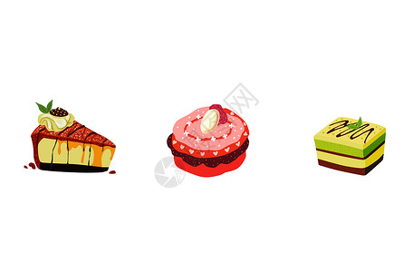 抹茶草莓蛋糕甜点蛋糕插画插画