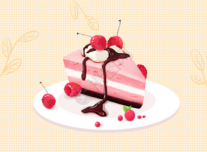 夏日甜点蛋糕插画
