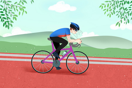 骑自行车男孩自行车比赛插画