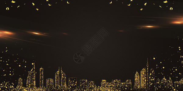 五星酒店夜景城市黑金背景设计图片