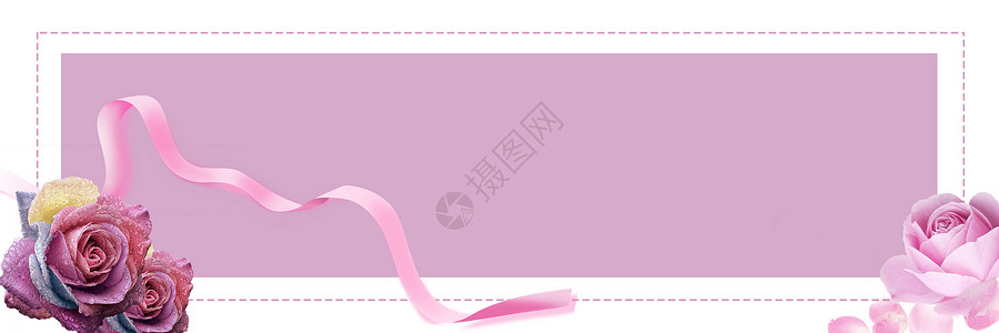 浪漫紫色花卉花卉电商banner背景设计图片