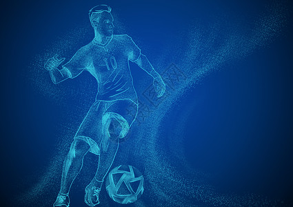 创意世界杯踢足球动作线稿插画