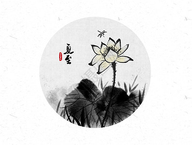 寒露节气毛笔字夏至二十四节气中国风水墨画插画