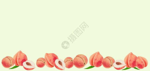 咖色背景素材桃子二分之一留白背景插画
