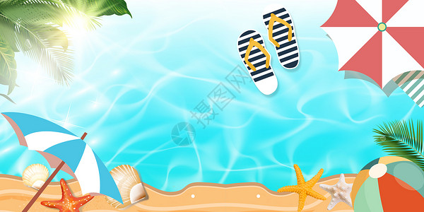 泳装促销夏日清凉场景设计图片