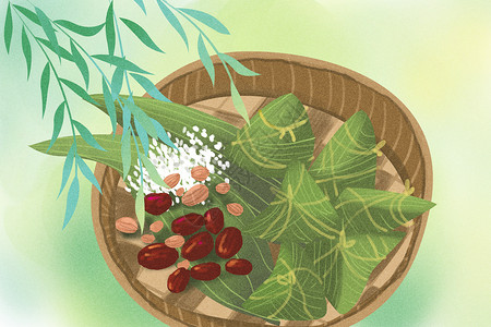 红枣元素端午节粽子插画