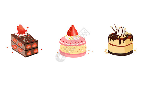 草莓味蛋糕蛋糕点心插画
