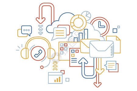 通讯网络科技线条科技商务素材插画