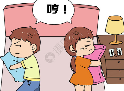 情侣在床上家庭生活插画