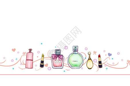 品牌展示香水瓶-手绘素材插画