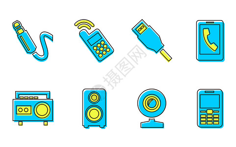 监视器电子产品图标插画