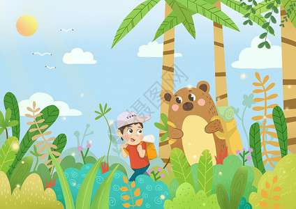 环保森林儿童旅行探险插画