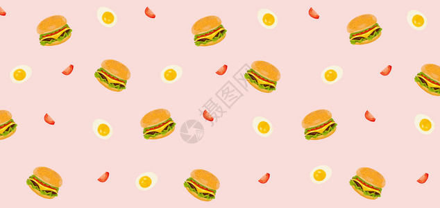 平铺食物汉堡包插画