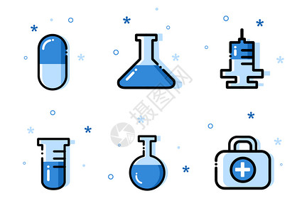 注射器和药丸医疗器械图标插画