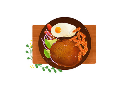 牛排背景素材手绘美食牛排插画