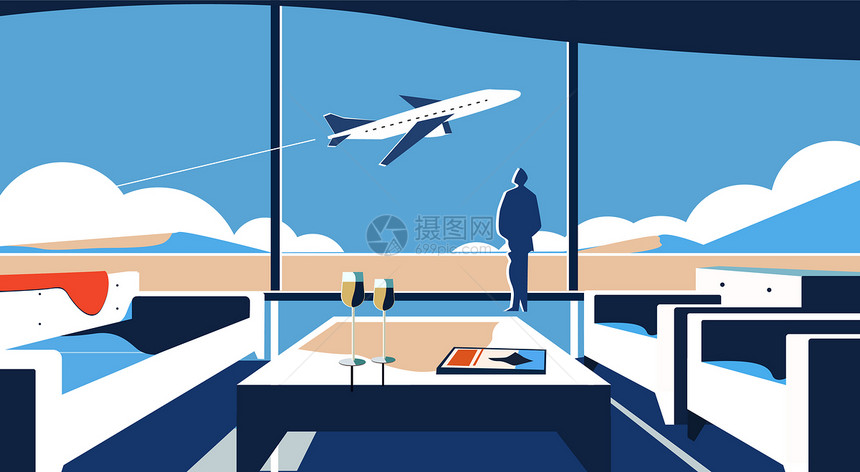 机场商务插画图片