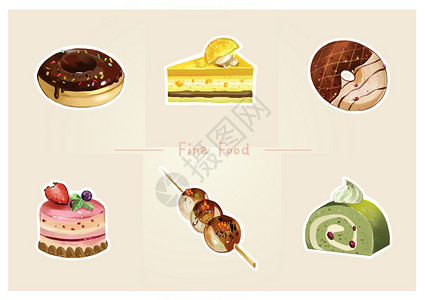 抹茶蛋糕素材甜点蛋糕美食插画插画