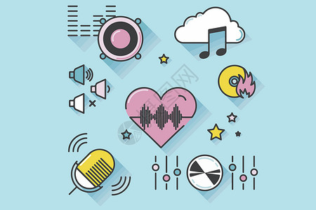 互联网微信音乐设备素材插画