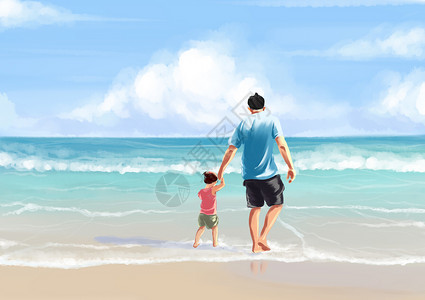 海边——父亲和我图片