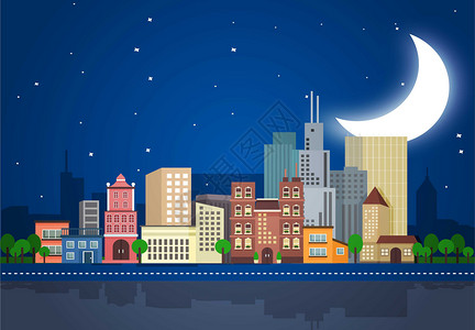 地图城市城市夜景插画