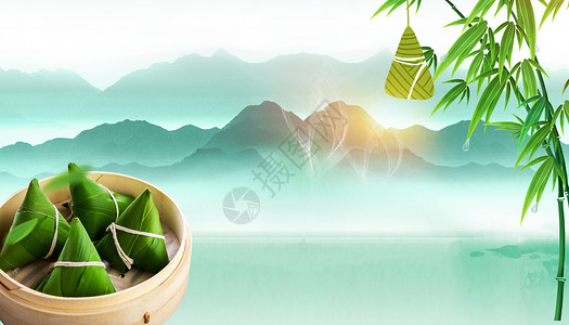 竹篮子里的粽子端午节设计图片