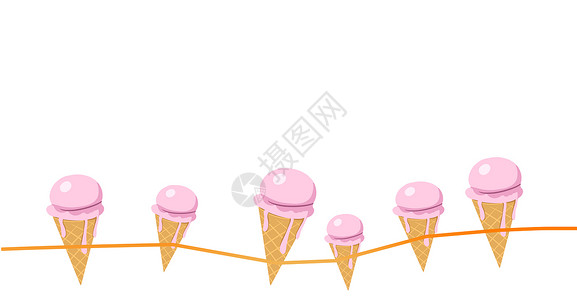 冰淇淋促销展板清新蛋卷冰淇淋插画插画