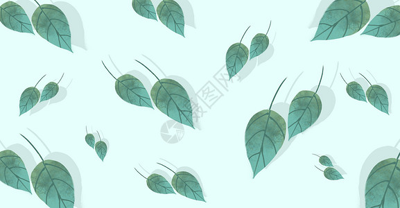清新绿色树叶插画背景图片