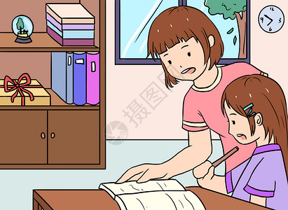 做作业漫画小学生高清图片素材