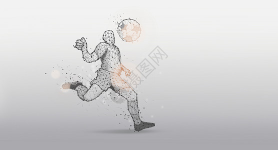 黑白色足球踢足球运动员背景设计图片