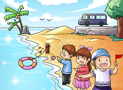 沙滩度假村旅游插画插画
