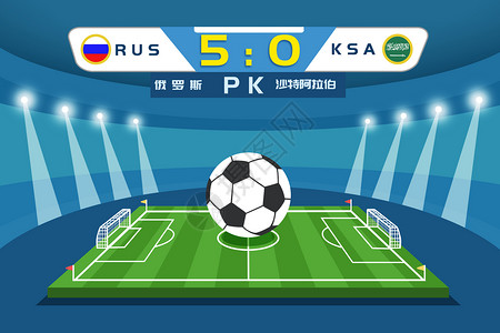 正式开幕世界杯俄罗斯和沙特阿拉伯比分插画