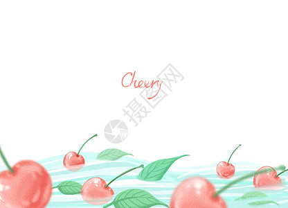 夏日樱桃背景图背景图片