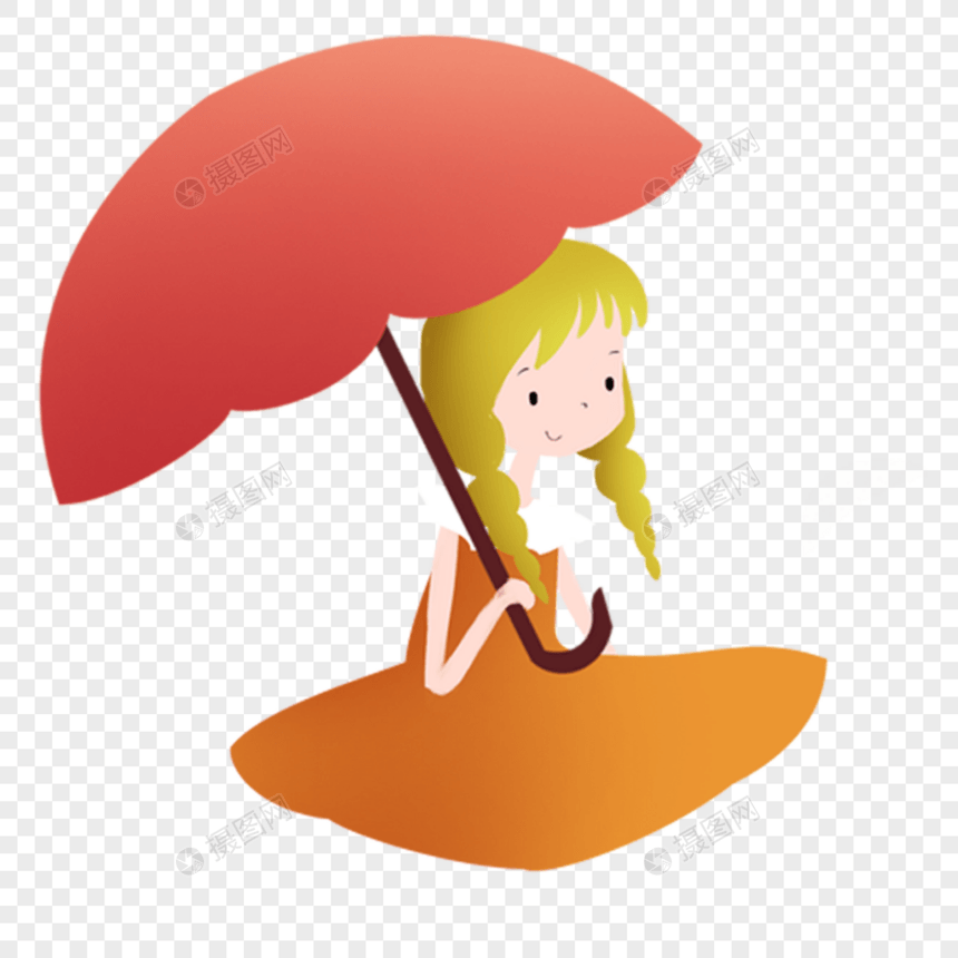 打伞的小女孩图片