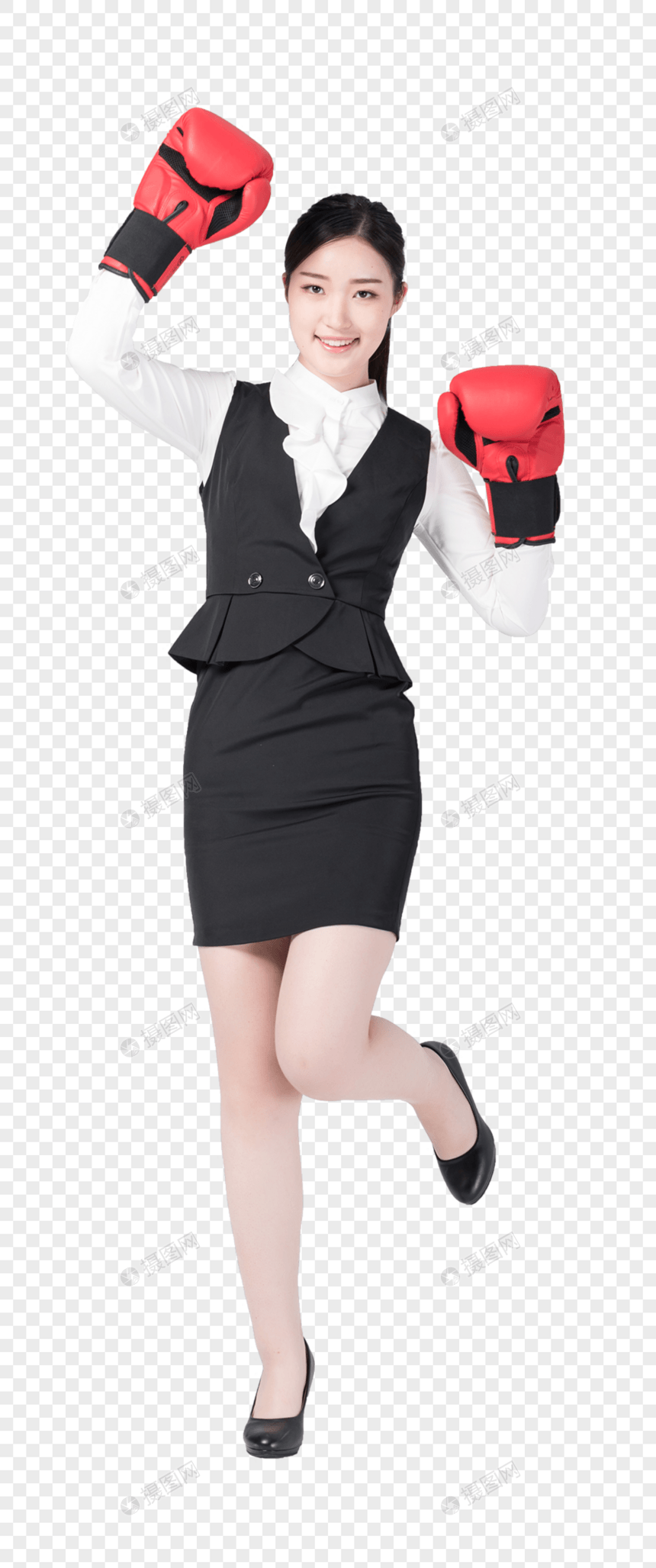 戴着拳击手套的职场女性图片图片