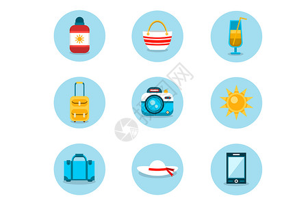 创意行李箱创意旅行图标插画
