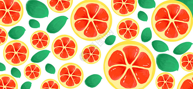 橘子切片红色柠檬插画