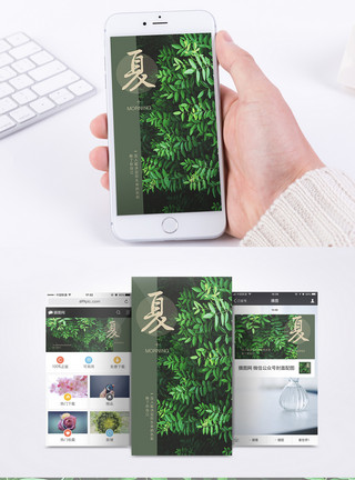 盎然生机夏天绿色夏天手机海报配图模板