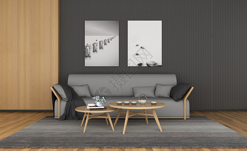现代简约插画欧式客厅背景设计图片