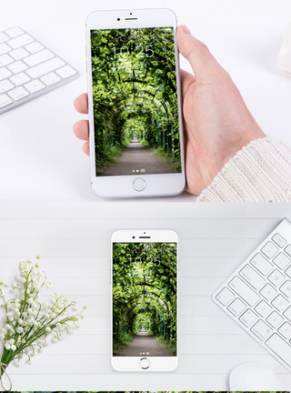 绿色园林风景手机壁纸模板