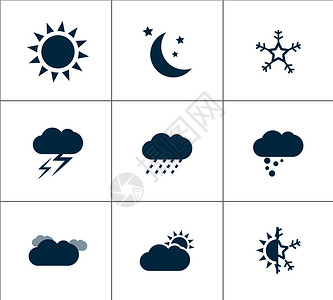 阴天打雷天气图标插画