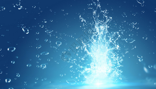 水纹元素水滴水珠创意溅起的蓝色水花设计图片