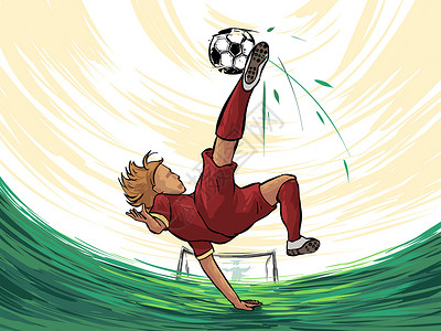足球胜利素材世界杯倒挂踢插画