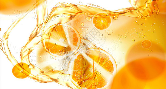 柠檬橙汁海报清爽橙汁背景设计图片