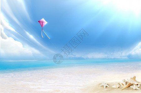 粉色沙滩夏日背景设计图片